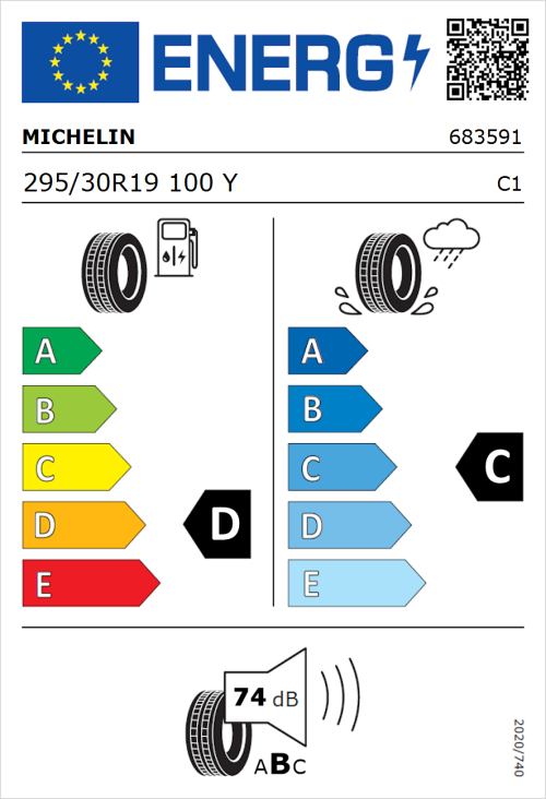 Tyre Label for Michelin Pilot Sport Cup 2 295/30R19 100Y
