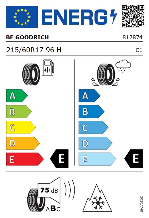 Tyre Label for BF Goodrich Trail-Terrain T/A 215/60R17 96H
